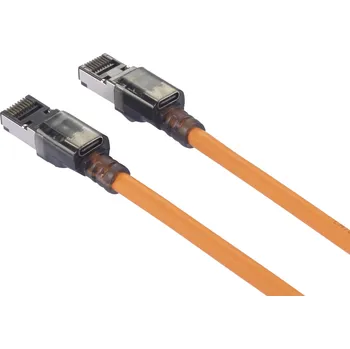 Datový kabel Renkforce RJ45 síťové kabely, propojovací kabely CAT 6A S/FTP 3.00 m oranžová Funkce vyhledávání portů, bez halogenů, samozhášecí 1 ks