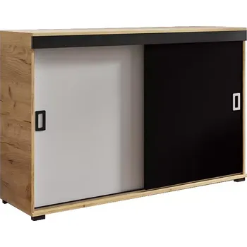 Kancelářská sestava Komoda Retro 120 Craft/Bílý/Černá + Rukojeti Bílý I Černá