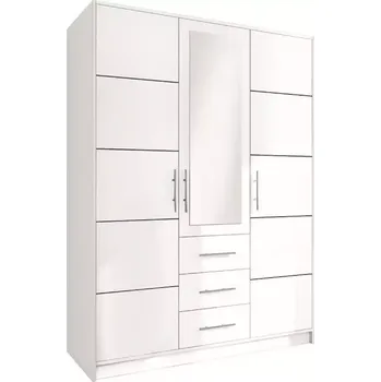 Předsíňová stěna Skříň Bali D3 147cm Bílá/Zrcadlo