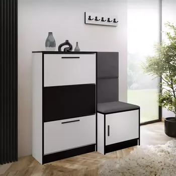 Předsíňová stěna Botník Kpl Foli bílá + šedá (Itaka 50)