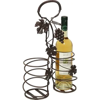 Stojan na víno Amb Haus Kovový držák na víno na 2 lahve s motivem vinné révy