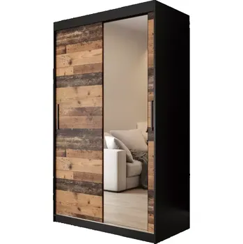 Kancelářská sestava Skříň Old Wood T2 120 Černá/Old Style/Lustro