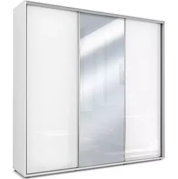 Předsíňová stěna Skříň Amelia 278cm Zrcadlo Bílý/Bílý Lesk