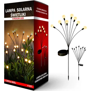 Venkovní osvětlení Solární Lampa Světlušky LED 8 Kuliček - Sada 4 Ks Zahradní Dekorace