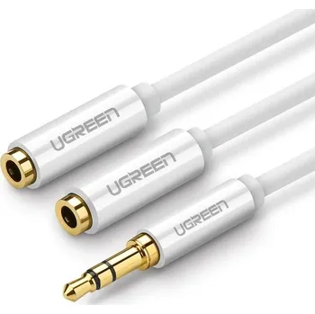 Audio kabel Audio rozbočovač AUX 3,5 mm jack kabel UGREEN AV123, 25 cm (bílý)