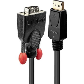 Audio kabel LINDY VGA / DisplayPort kabelový adaptér VGA pólové Zástrčka, Konektor DisplayPort 3.00 m černá 41943 VGA kabel