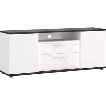 Kancelářská sestava Komoda RTV Venezia VENF01 2D2S bílý alpský/dub vicenza černá/mdf bílý L