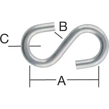Stavební materiál S-hák 47,5 x 10 x 6 mm zn 2 ks