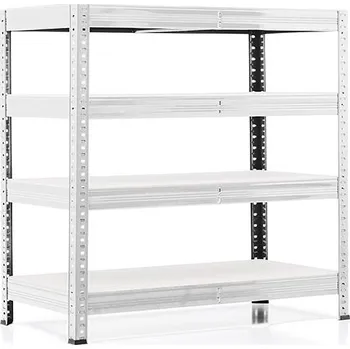 regál Policový regál Trestles RH 900x1000x500, nosnost 1400 kg, 4 police Barva: pozink, Provedení police: bílá MDF 5 mm