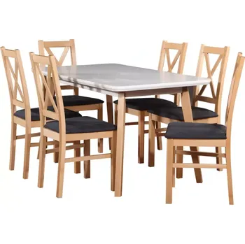 Jídelní set Jídelní Set Zefir 1+6 St41 +W113 Bílý/Buk