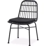 Židle K401 ratan/tkanina/kov černá/popelavě šedá