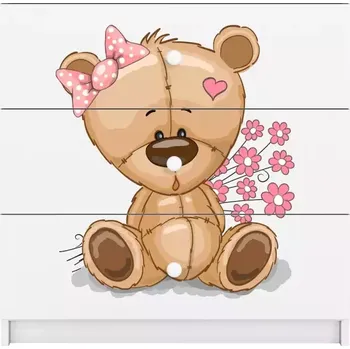 Dětský pokoj Dětská komoda Babydreams bílá - Medvídek s kytičkami