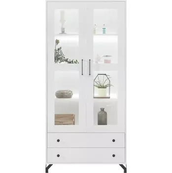 Obývací stěna Vitrína Bergen Be2 bílá Lux/bílá lesk