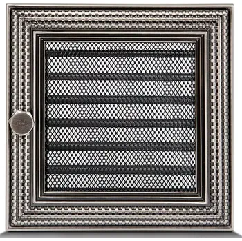 Větrací mřížka Krbová mřížka s žaluzií 17x17 cm Ratan stříbrný