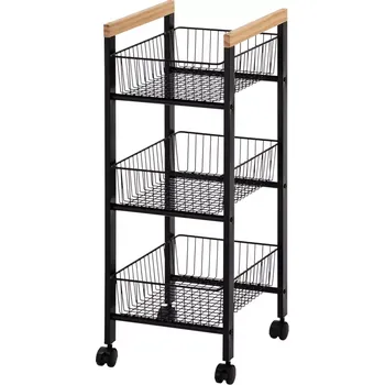 Obývací stěna Úložný vozík 3patrový GC6010 3 černá/přírodní