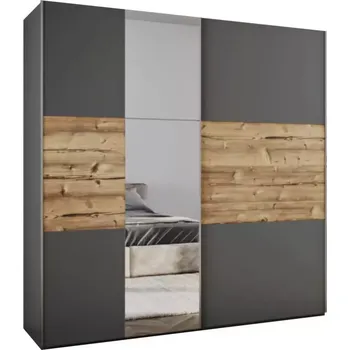 Kancelářská sestava Skříň Bastia 200cm Grafit/Alpský Smrk/Zrcadlo