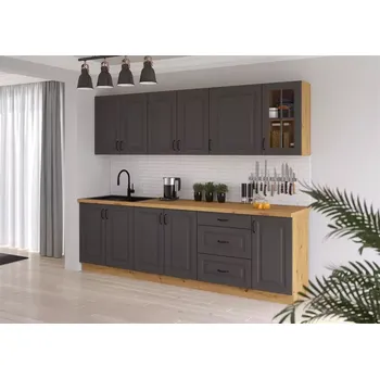 Kuchyňská linka Kuchyňská linka Stilo grafit mat/artisan 260 bez pracovní desky