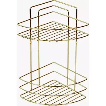 Koupelnový nábytek Police Do Koupelny Rohová 2 Patra Zlatá Chromovaná Oce