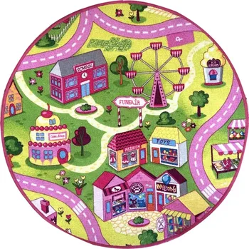 Koberec Koberec Kids Funfair 1,0/1,0 kulatý růžový