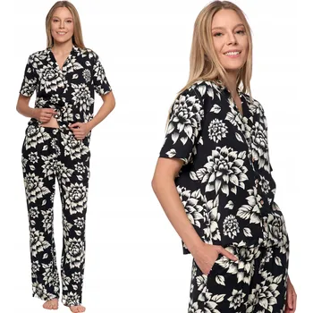 Dámské pyžamo Dámské pyžamo dvoudílné 100% viskóza MORAJ rozepínací květinové pohodlné 3XL