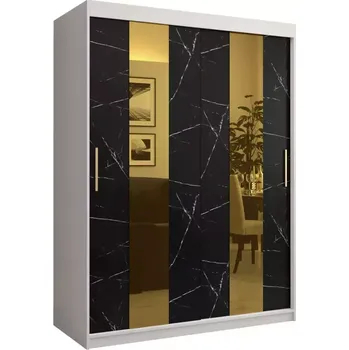 Předsíňová stěna Skříň Platinum Pole 150 bílá mramor/černá