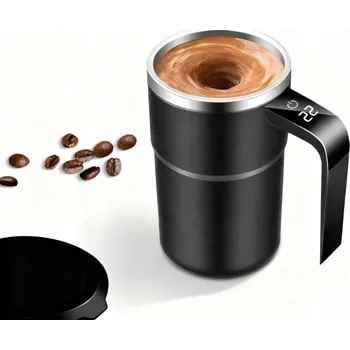 SAMOMÍCHACÍ TERMOHRNEK S LCD UKAZATELEM TEPLOTY, PRO KÁVU, USB, 380 ml