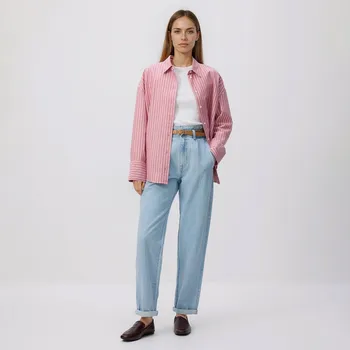 Dámské oblečení Reserved - Džíny paperbag s prodlouženou nohavicí - modrá - 707IR-05J - 707IR-05J-36