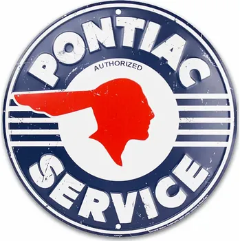 Plechová cedule D.E. metal signs PLECHOVÁ CEDULE Pontiac Service round 30 cm