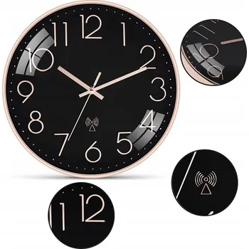 Hodiny ZEGAR ŚCIENNY 30CM TICHÉ NÁSTĚNNÉ HODINY ŘÍZENÉ RÁDIEM MODERNÍ DESIGN OBÝVACÍ POKOJ KANCELÁŘ