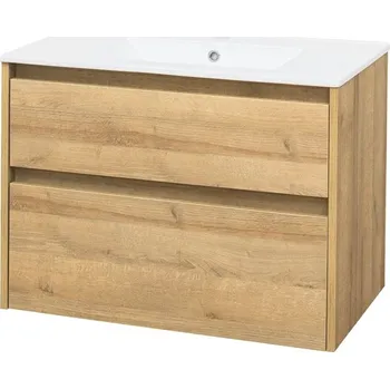 Koupelnový nábytek Mereo Opto, koupelnová skříňka s keramickým umyvadlem 81 cm, dub Riviera CN921