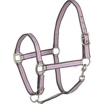 Nylonová ohlávka Horze Adepto, růžovo-šedá - vel. Pony