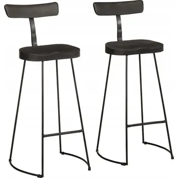 Barová židle Barová Židle z masivního mangového dřeva, černý, 49 x 43 x 103 cm, 2 ks