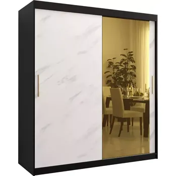 Předsíňová stěna Skříň Platinum T2 180 černá mramor/bílá