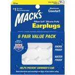 Mack's Silikonové Špunty do Uší na Spaní – 6 párů