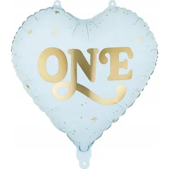 Balónek FÓLIOVÝ BALÓNEK SRDCE ONE 45 CM SVĚTLE MODRÝ ROCEK JEDNIČKA JEDEN PRVNÍ