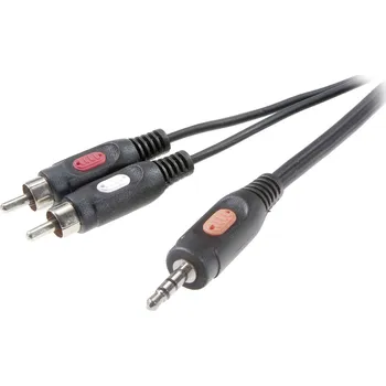 Audio kabel SpeaKa Professional SP-7869792 cinch / jack audio kabel [2x cinch zástrčka - 1x jack zástrčka 3,5 mm] 10.00 m černá