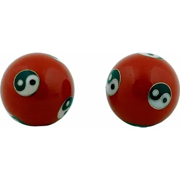 Masážní kámen Zdravotní čínské meditační kuličky proti stresu Yin Yang red cca 3,5 cm
