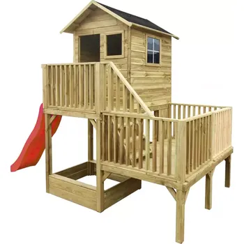 Dětský domeček Dětský domeček Hubert se skluzavkou 120 176x516x273 cm