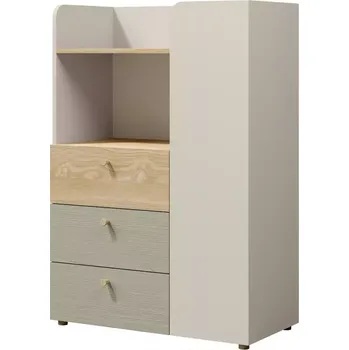 Kancelářská sestava Komoda Yuki 7 eukalyptus/Šedá béžová/Olejovaný dub