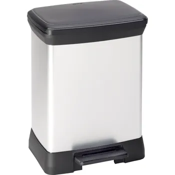 Odpadkový koš Curver DECO Bin 240642 odpadkový koš, 30 l, (š x v x h) 390 x 510 x 290 mm, stříbrná, černá, 1 ks