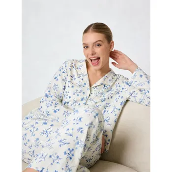 Dámské pyžamo Sinsay - Dvoudílná pyžamová souprava s&nbsp;květinovým vzorem - bílá - 478IH-00P - 478IH-00P-XS