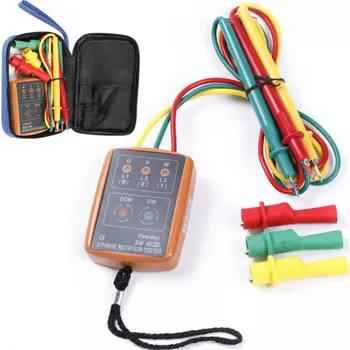 Bezpečnostní kamera Měřič pořadí fází, tester rotace fází, 3fázový fázoměr AC 60V~600V