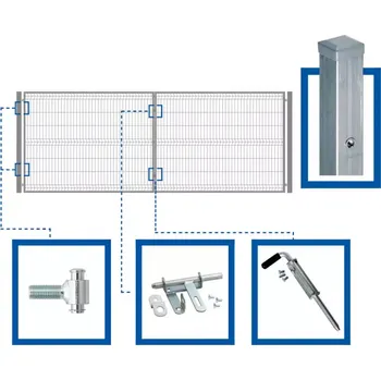 Plot 3D PLOTOVÁ BRÁNA 400 X 150 CM, KOMPLETNÍ SOUPRAVA - VČETNĚ SLOUPKŮ A PŘÍSLUŠENSTVÍ, WGBRA-T000292