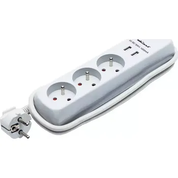 Elektrická zásuvka Prodlužovací přívod 24205 3x zásuvka+2xusb, 1,5 m šedý