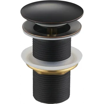 sítko a zátka do dřezu Mexen uzavíratelná umyvadlová výpusť kulatý, ClickClack, velká zátka, bez přepadu, Retro černá, 79910-79