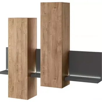 Obývací stěna Vitrína Bota 04 Antracit/Dub Ribbec