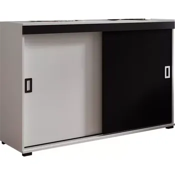 Kancelářská sestava Komoda Retro 120 Bílý/Černá + Rukojeti Bílý I Černá