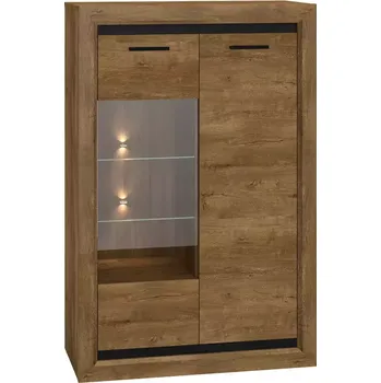 Obývací stěna Vitrína Baltica 2601 90 cm dub lefkas/černá