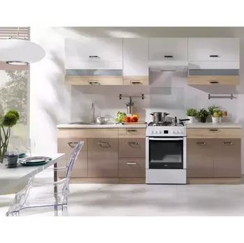 Kuchyňská linka BAUMAX Premio 270 Set B plus 270 cm Dub sonoma/Bílá/Cappuccino