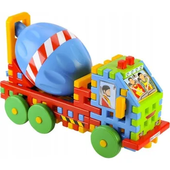 ostatní stavebnice STAVEBNICE NÁKLADNÍ AUTO S MÍCHAČKOU Sestava Kostek PUZZLE Super